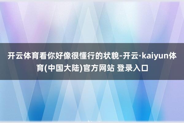 开云体育看你好像很懂行的状貌-开云·kaiyun体育(中国大陆)官方网站 登录入口