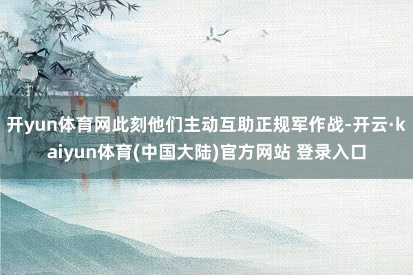 开yun体育网此刻他们主动互助正规军作战-开云·kaiyun体育(中国大陆)官方网站 登录入口
